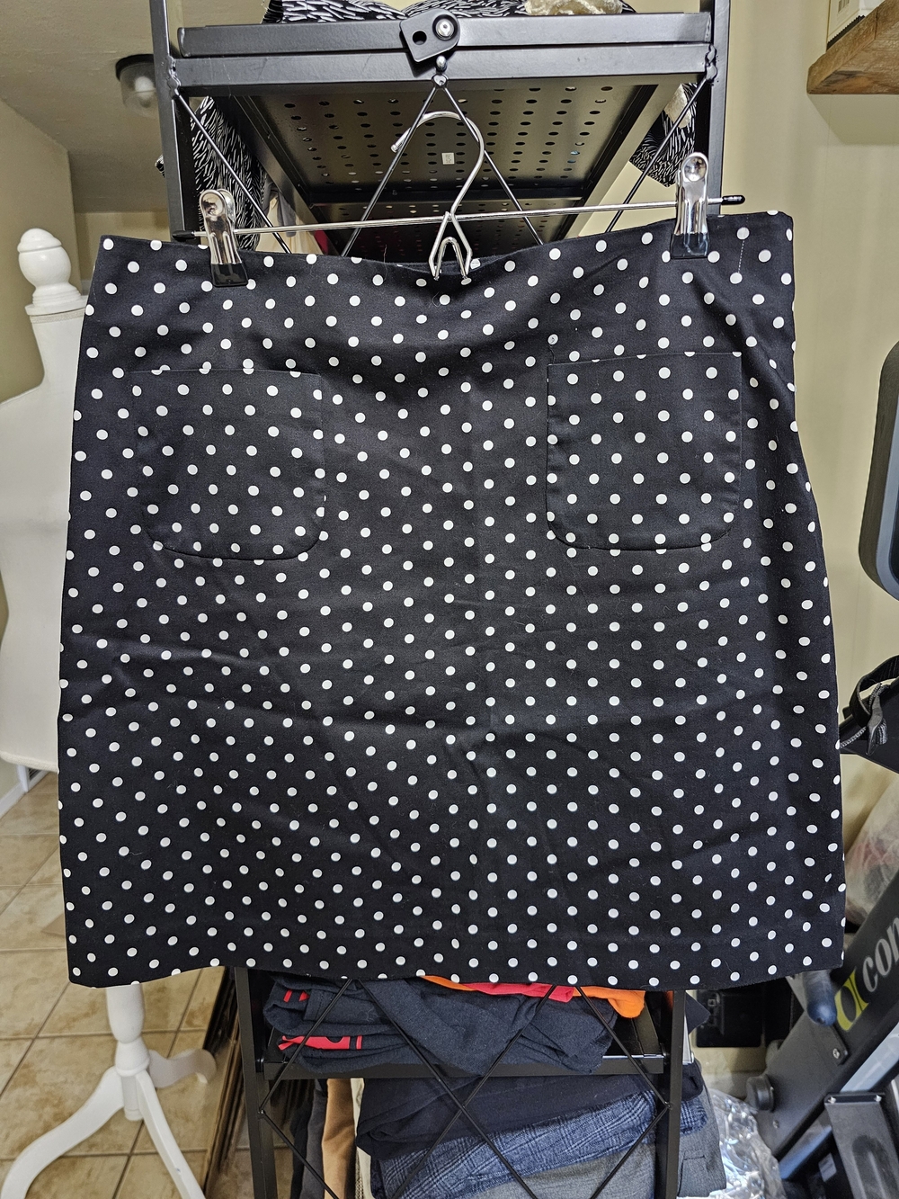 Larry Levine Black & White Polka Dot Mini Skirt
